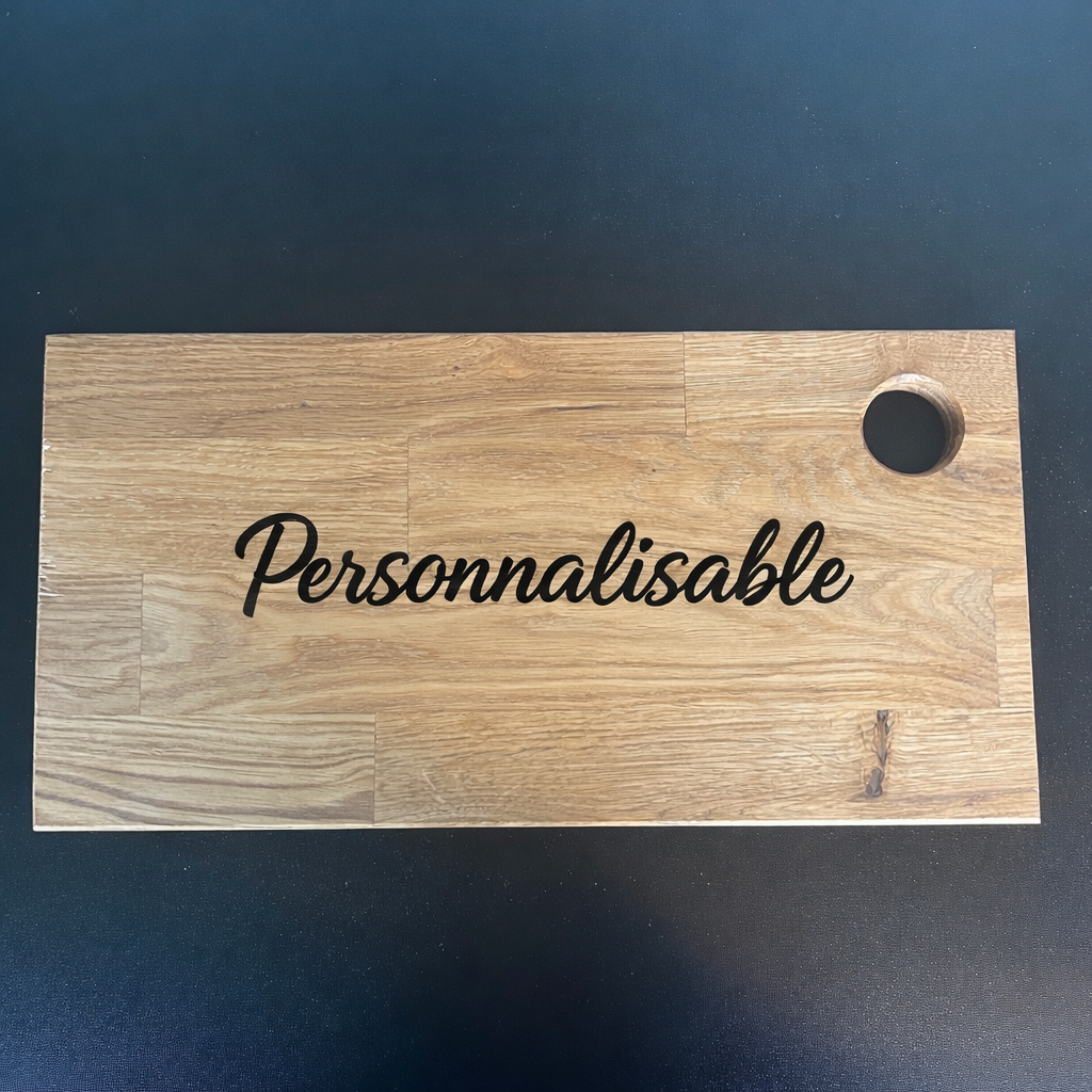 Planche à découper personnalisable en hêtre ou chêne – Gravure sur mesure 40 x 22 x 2 cm