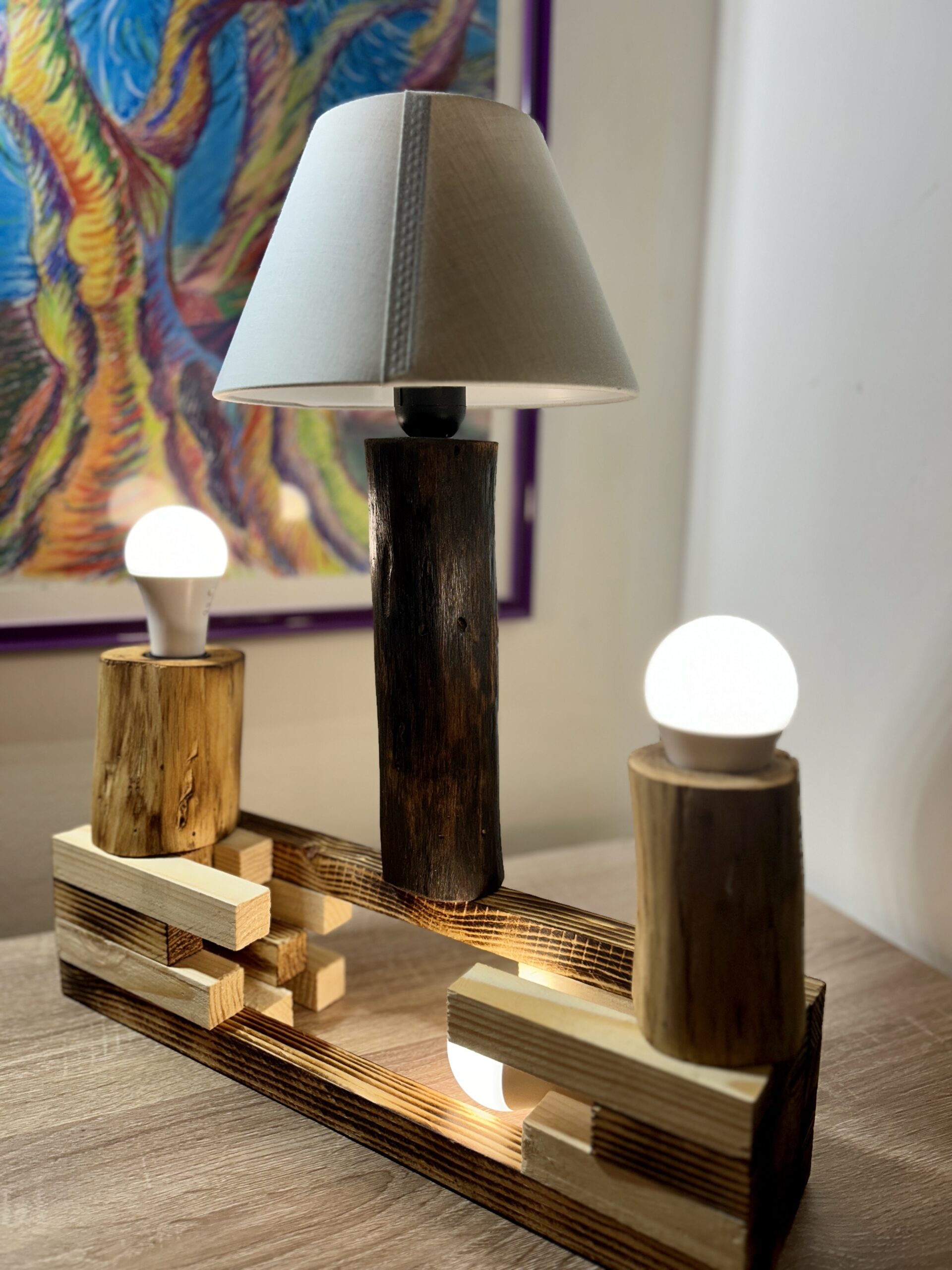 Luminaire nomade en rondin de bois naturel – Image 7
